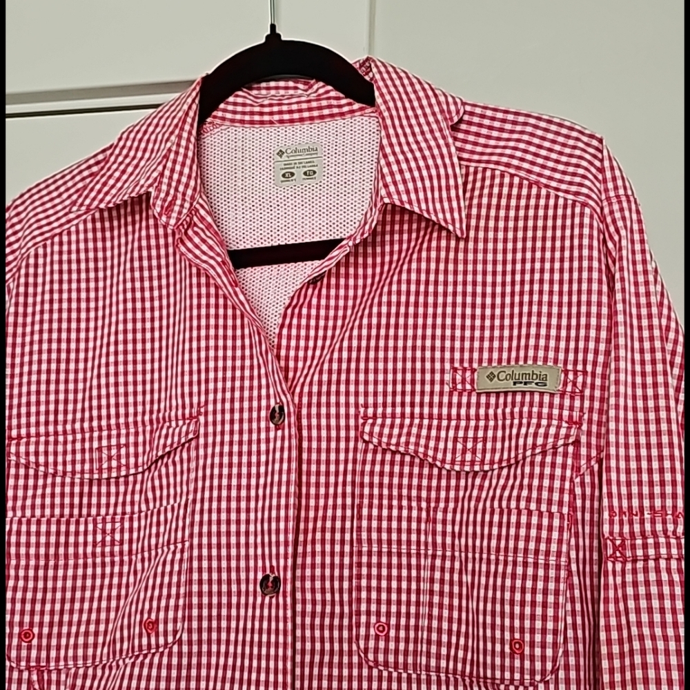 Columbia Pfg Red Checkered Button-Down Longsleeves - image 2